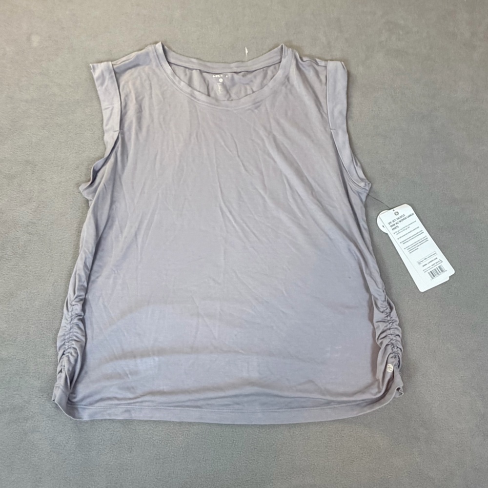 Layer 8- Women’s Muscle Tank- Gray- Rusched Sides-Qwick Dry- Large -NWT